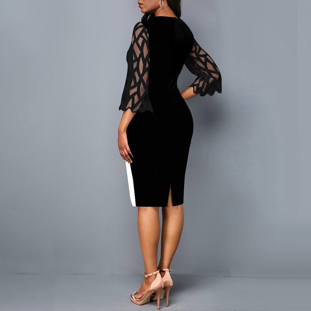 Lace Stitching Mesh Party Evening Dress - Image 3