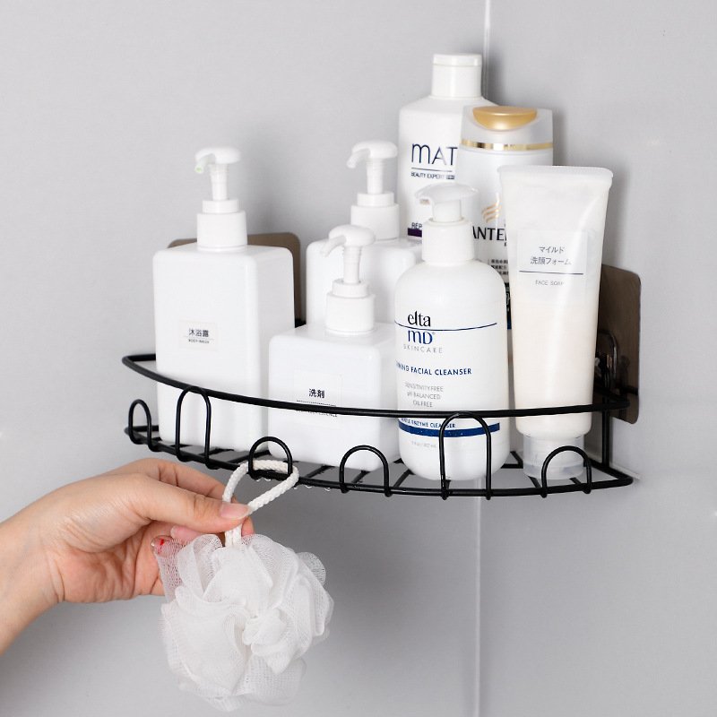 Pengtu Wholesale Bathroom Wall Hanging Corner Storage Rack Household Vanity Racks Stall Plastic Bathroom Wall - Image 4