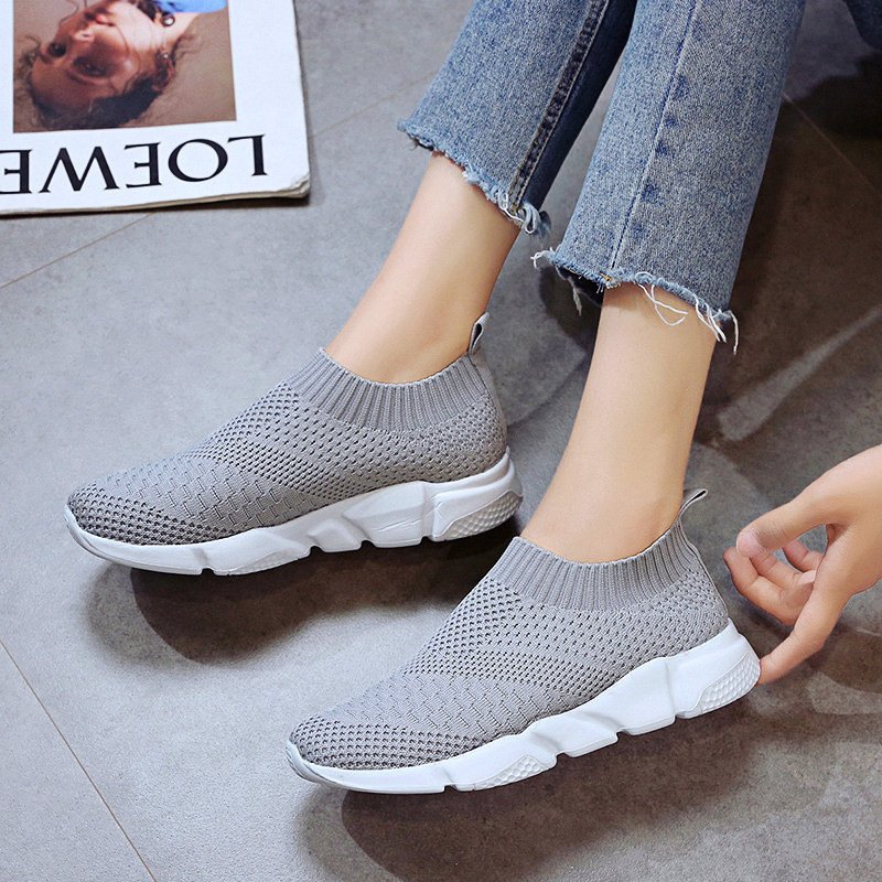 New Low-Top Stretch Socks Shoes Women Korean Casual Thick-Soled High-Top Couple Sports Shoes Women - Image 2