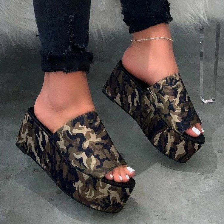 Summer Platform Sandals Leopard Print Women Sandal Flat Shoes Casual Women Peep Toe Black Platform Sandals - Image 4