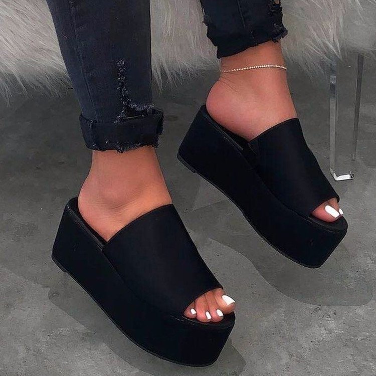 Summer Platform Sandals Leopard Print Women Sandal Flat Shoes Casual Women Peep Toe Black Platform Sandals - Image 3