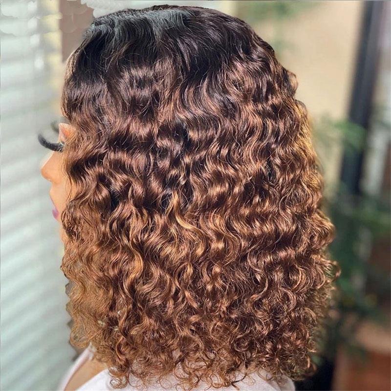 Fashion Female Long Curly Hair, Black-Brown Gradient Partial Small Curly Hair Wig Headgear - Image 5