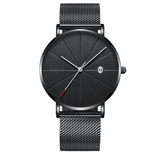 Calendar Thin Mens Watch Stainless Steel Mesh Band Quartz Wrist Watches Men Clock - Image 6