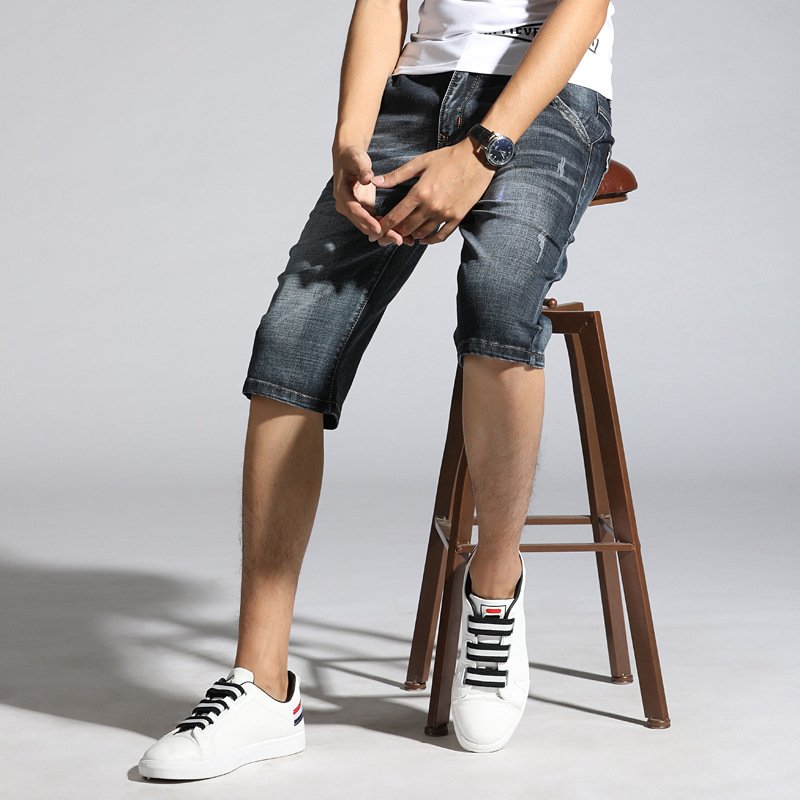New Men's Denim Shorts Casual Simple Five Point Pants Shorts - Image 5