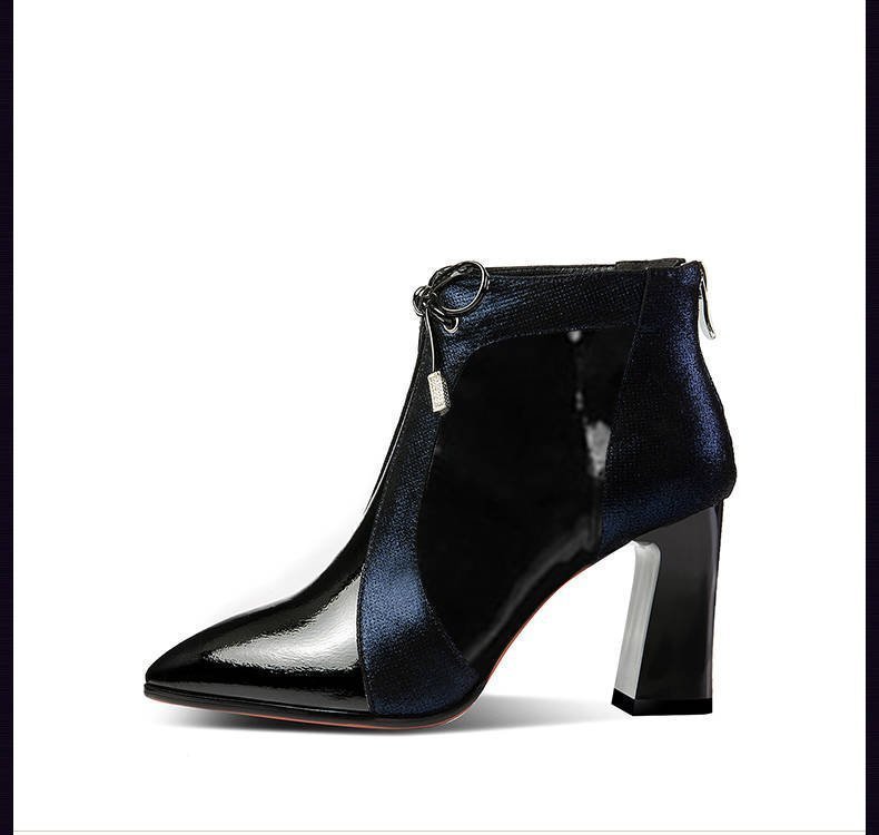 Warm Martin Boots Short Boots Women Black High Heels Thick Mid-heel - Image 5