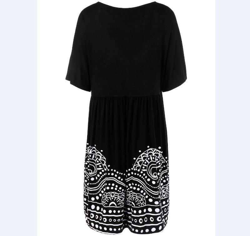 Plus size short sleeve V-neck print dress - Image 4