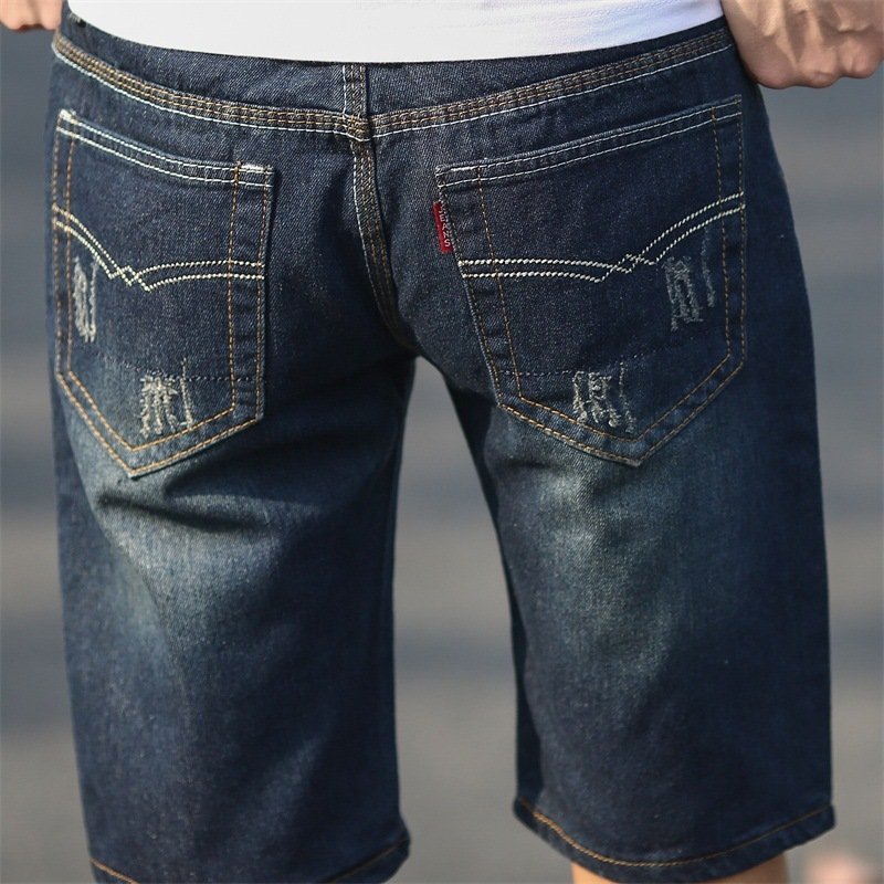 Summer Denim Shorts Men's Ripped Five-point Pants Plus Size Shorts - Image 4