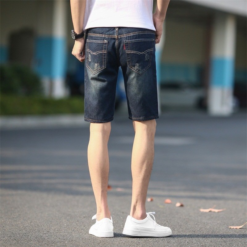 Summer Denim Shorts Men's Ripped Five-point Pants Plus Size Shorts - Image 3