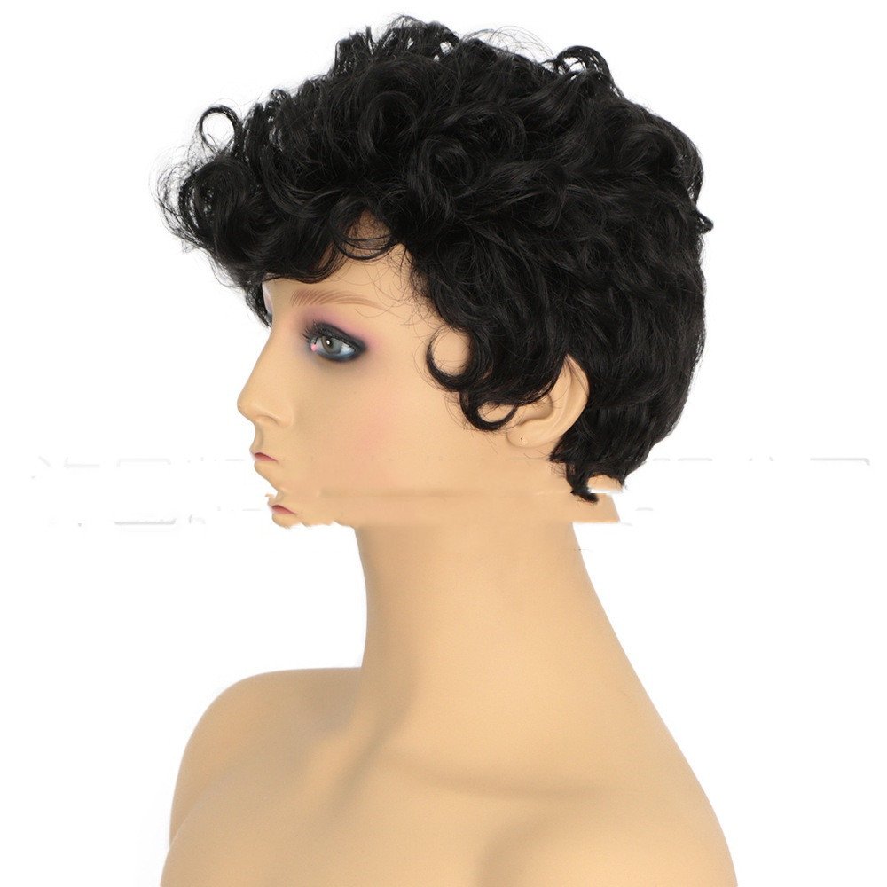 African Small Curly Wig And Chemical Fiber Headgear - Image 4