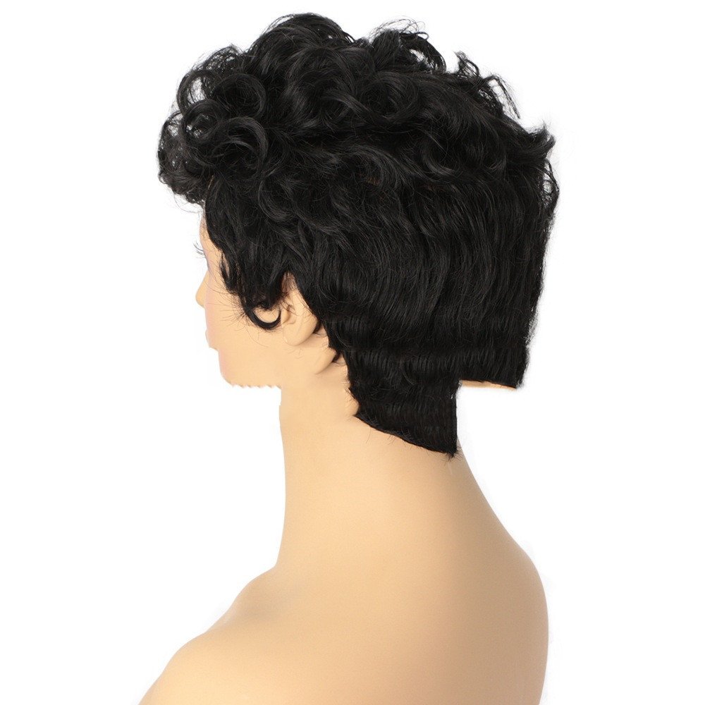 African Small Curly Wig And Chemical Fiber Headgear - Image 2