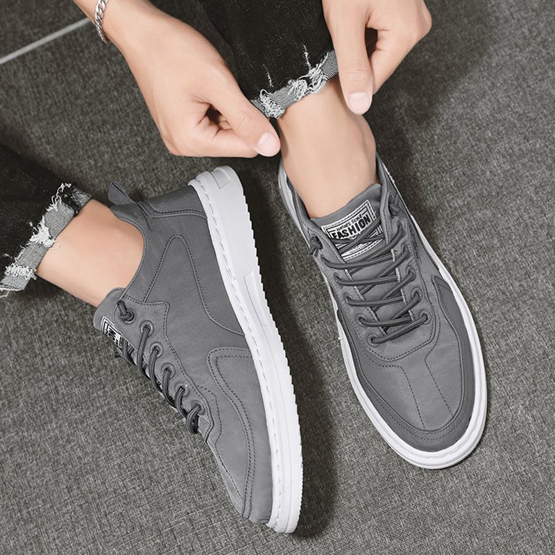 Men Sneakers Lace-up Letter Print Platform Canvas Shoes Sports - Image 3