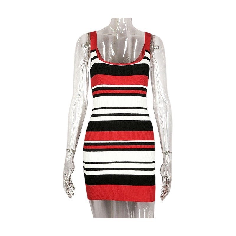 Women's Sexy Backless Versatile Fashion Striped Hot Girl Sling Dress - Image 5