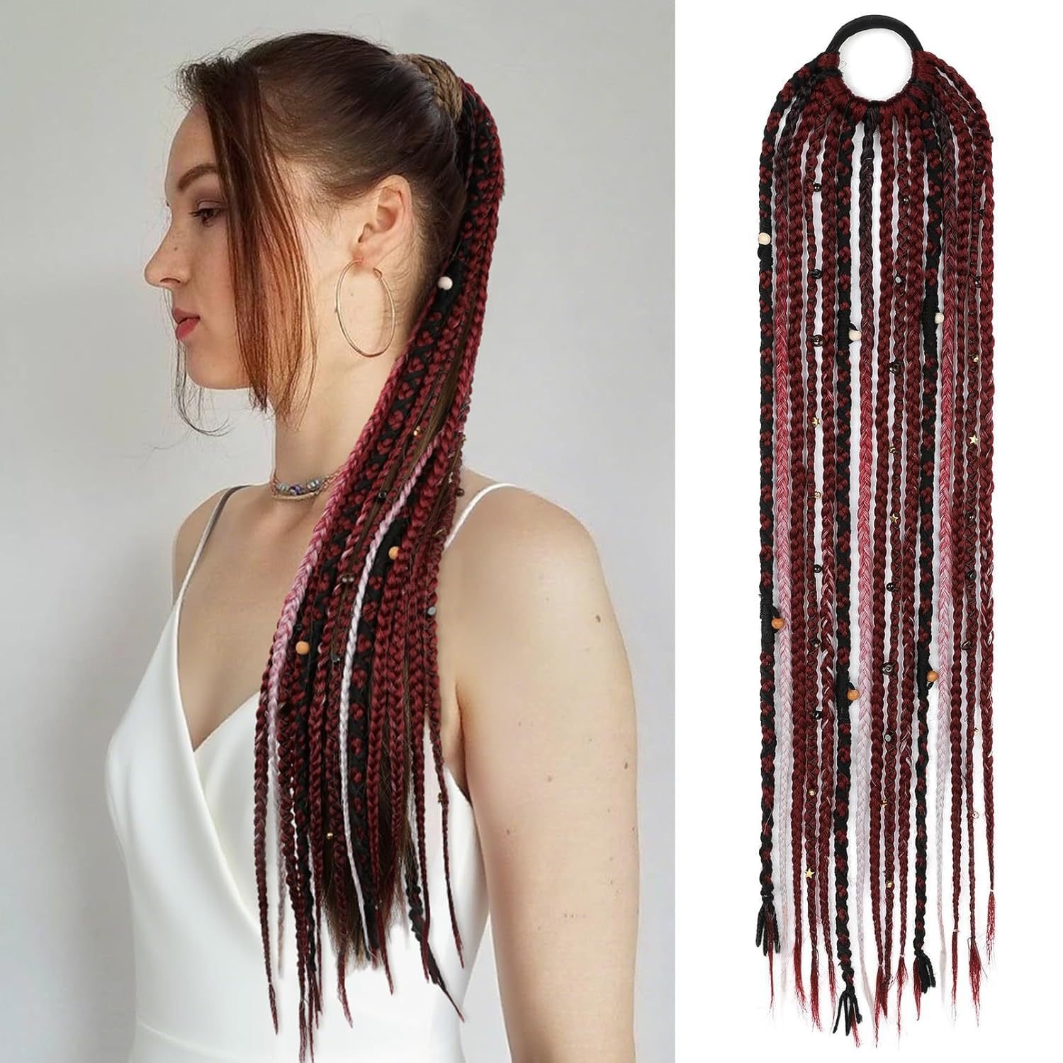 Braided Ponytail Braid Lock Beads Hair Extension - Image 4