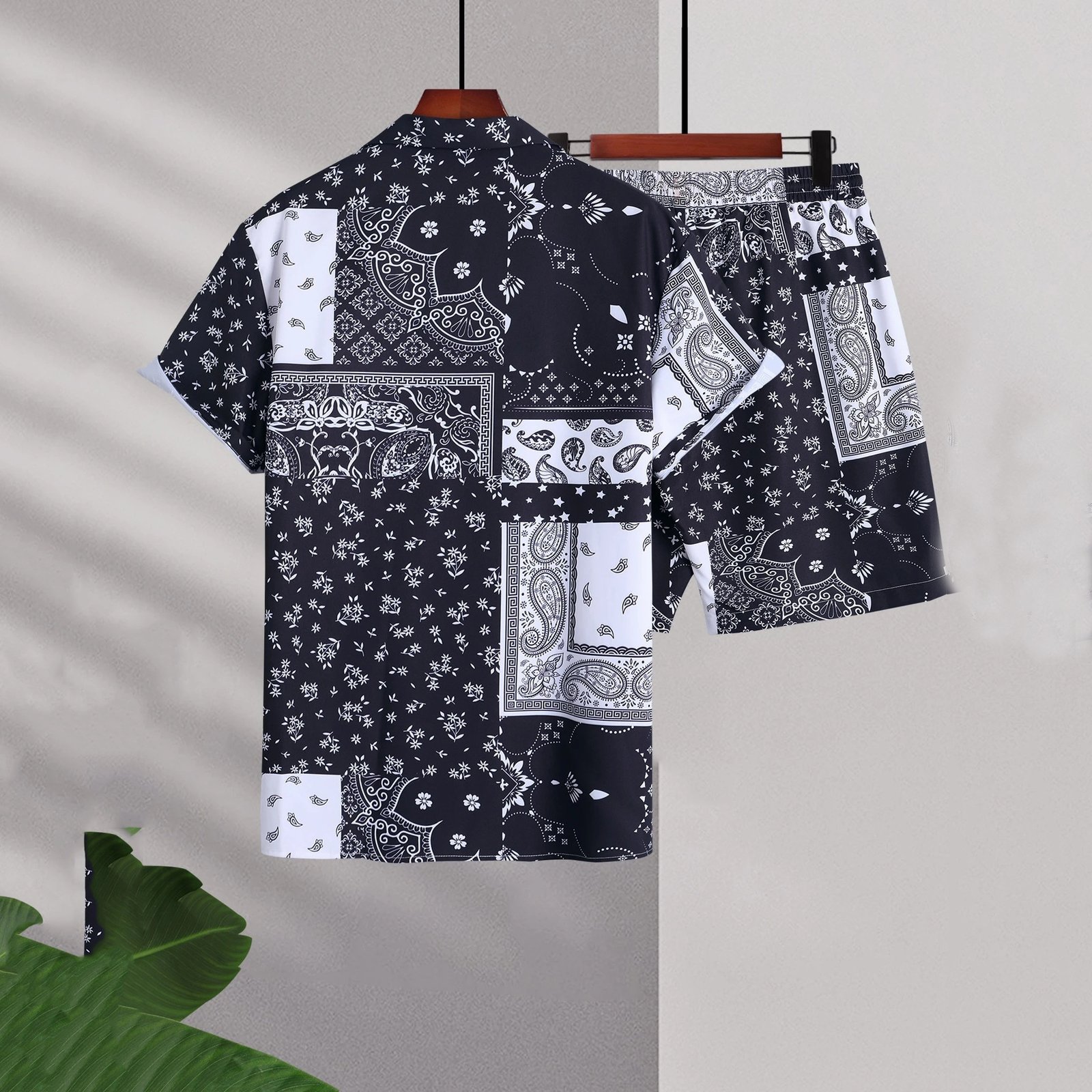Cashew Flower Casual Shorts Cardigan Set For Men - Image 7