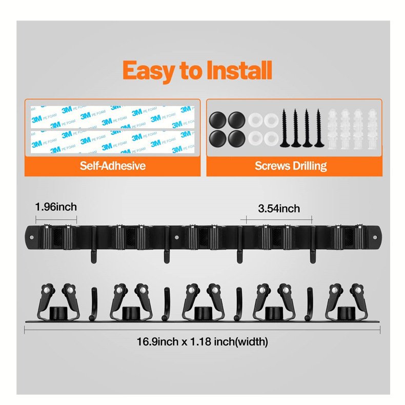 304 Stainless Steel Nail-free Mop Rack - Image 4