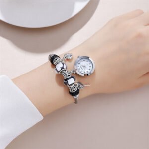 Women Bangle Watch Love Heart Key Pendant Quartz Women Bangle Watch