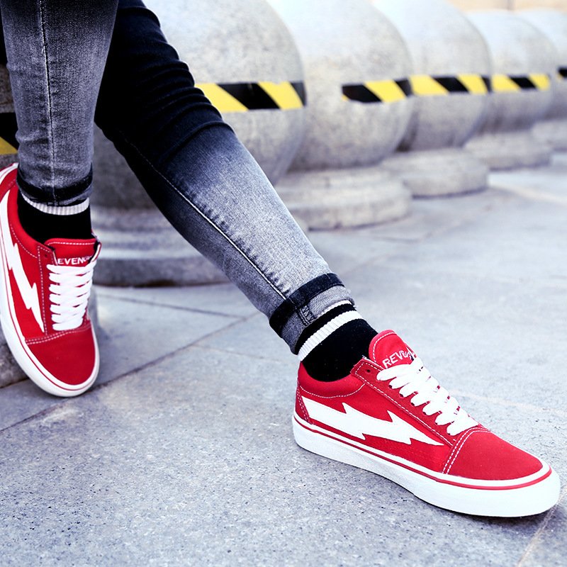 Lightning shoes for men and women couple models low to help retro vulcanized canvas skate shoes - Image 2