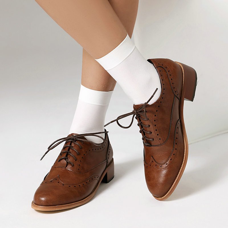 British Retro Oxfords Casual Shoes Lace-up Spring And Autumn Low-top Women - Image 4