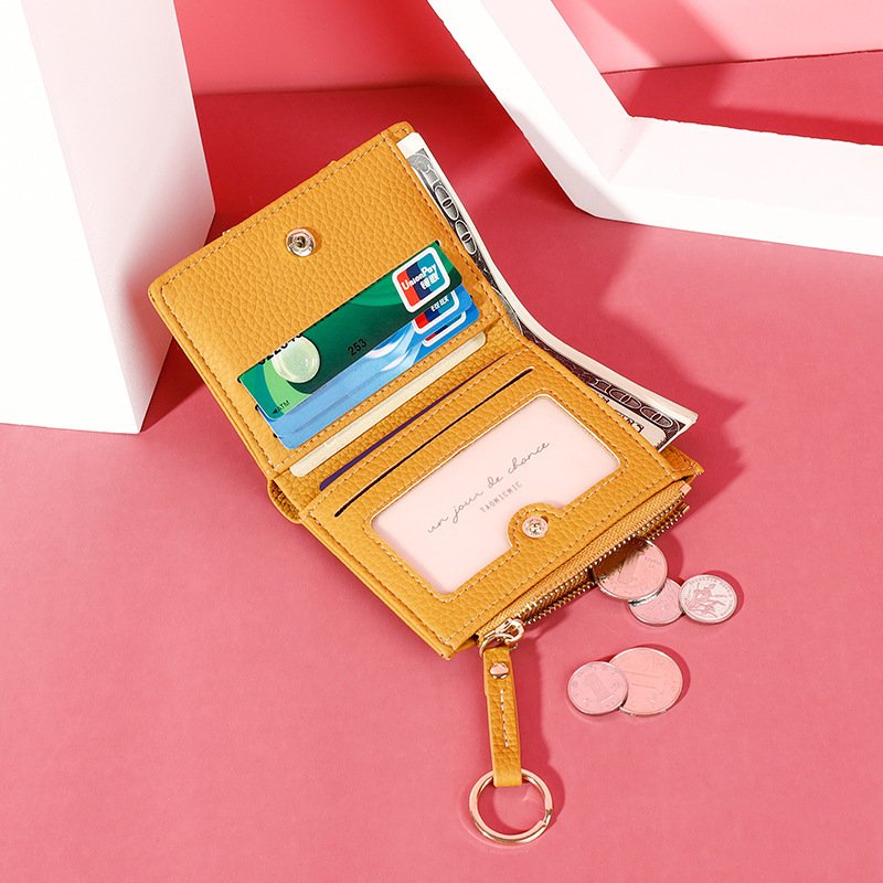 Yueqiankai women"s wallet multi card Keychain zero wallet women"s Korean version of solid color short women"s wallet - Image 3