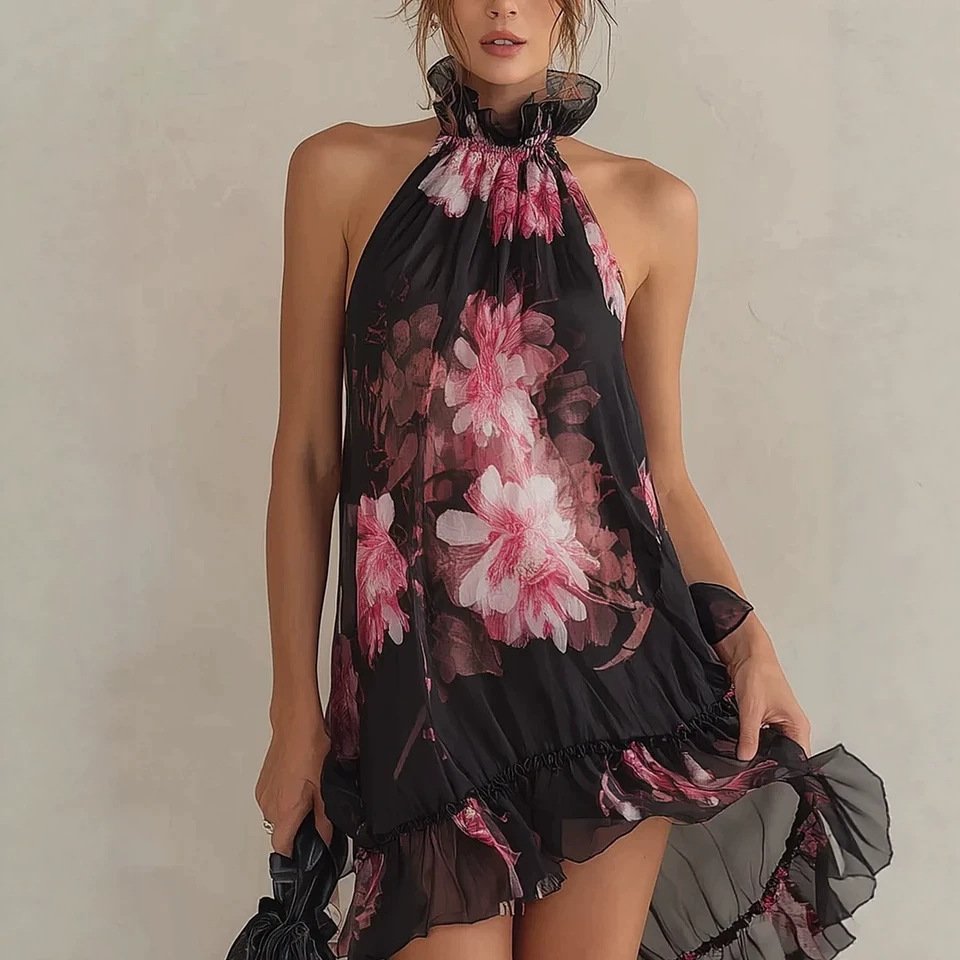 Chiffon Printed Off-shoulder Sexy Dress - Image 2