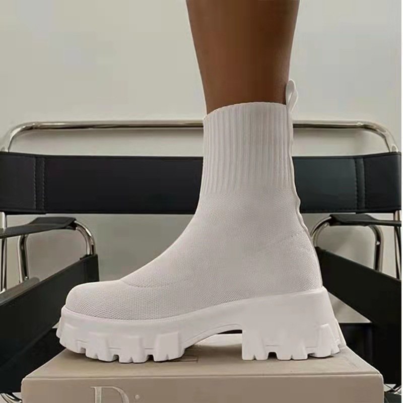 Women Sock Boots Platform Chunky Heels Shoes - Image 2
