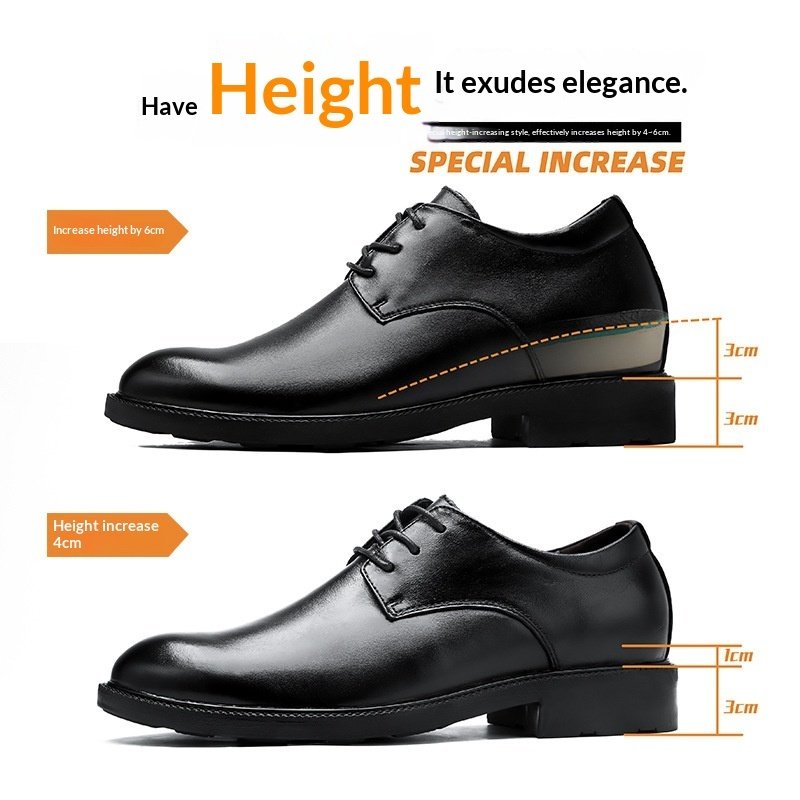 Mens Leather Dress Shoes With A Hidden Height-increasing Insole For Business Attire - Image 3