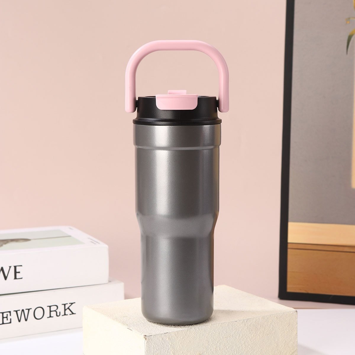Outdoor Portable Large-Capacity Straw Cup Stainless Steel Mug - Image 4