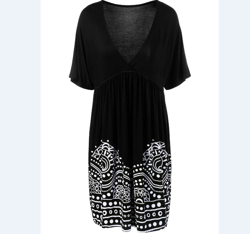 Plus size short sleeve V-neck print dress - Image 2