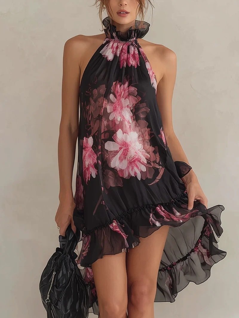 Chiffon Printed Off-shoulder Sexy Dress - Image 4