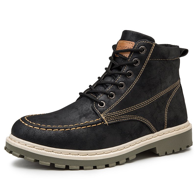 autumn new men's Martin boots trend high-top men's boots locomotive British men's shoes leather tooling boots students - Image 5