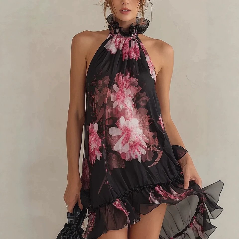 Chiffon Printed Off-shoulder Sexy Dress - Image 3
