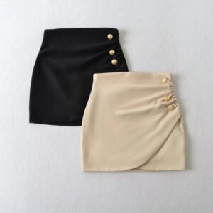 Womens Buttoned American-Style Flattering Hip-Hugging Mini Skirt
