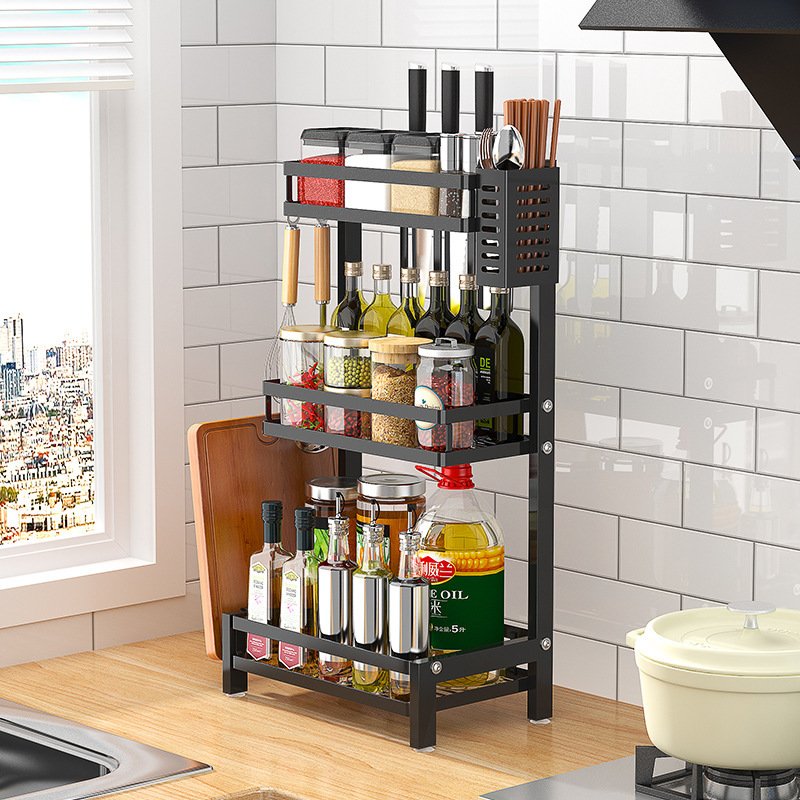 Stainless Steel Kitchen Rack Thickened Seasoning Rack Multi Layer Kitchen Seasoning Storage Rack - Image 7