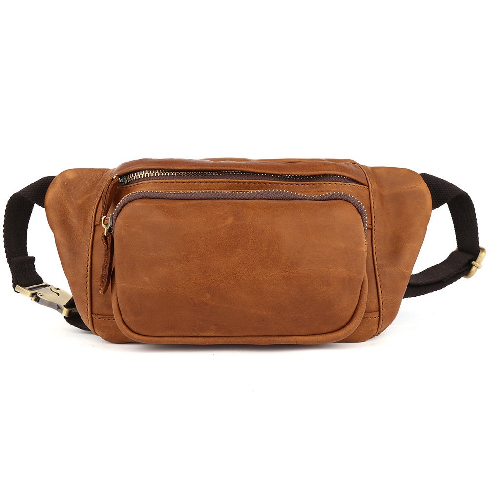 Simple Retro First-Layer Cowhide Mens Chest Bag - Image 8