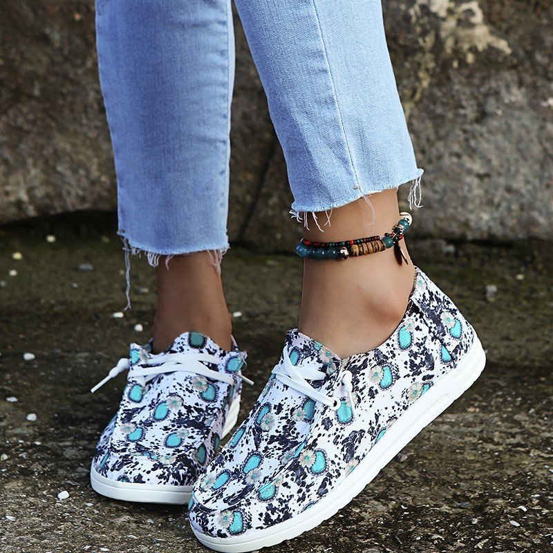 Loafers Women Sunflower Print Flats Casual Canvas Shoes Non-lace Lazy Shoes - Image 3
