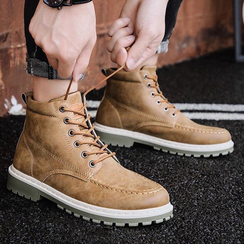 autumn new men's Martin boots trend high-top men's boots locomotive British men's shoes leather tooling boots students - Image 4
