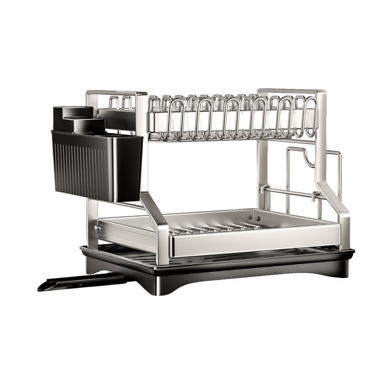 Multi-functional Stainless Steel Double-layer Dish Rack Cup Holder - Image 6