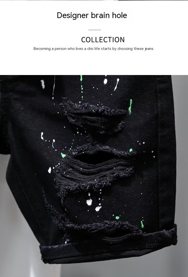 Summer Ripped Thin Denim Shorts Men - Image 10