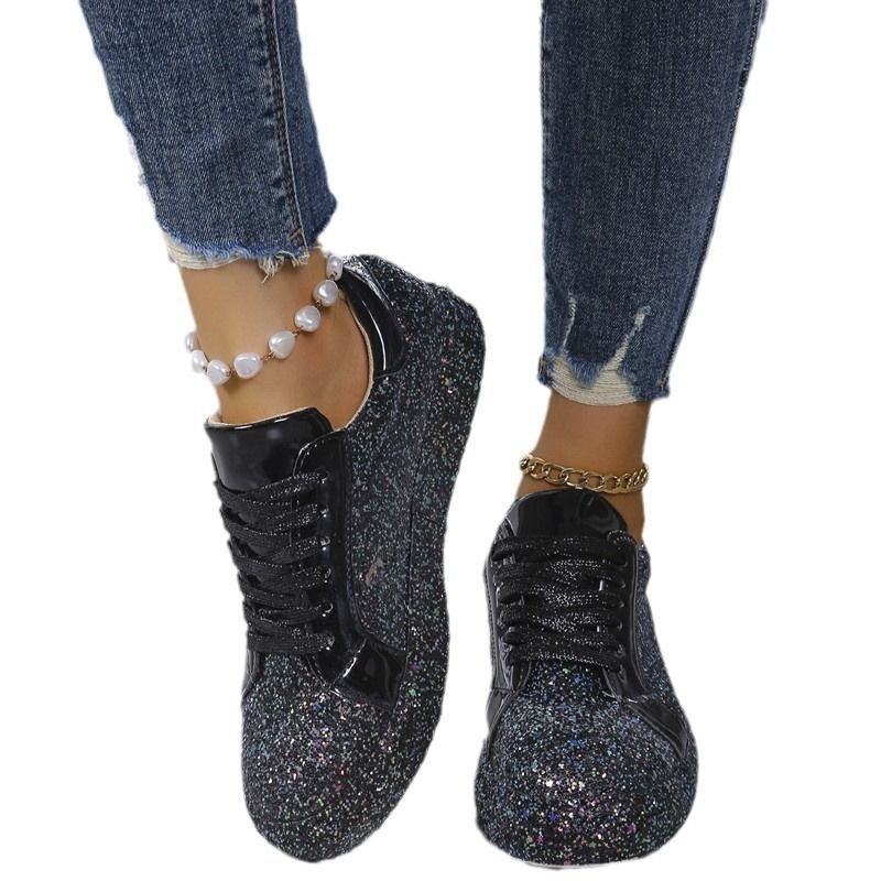Plus Size Sequins Casual Fashion Shoes Women Front Lace Up Sneaker Women - Image 4