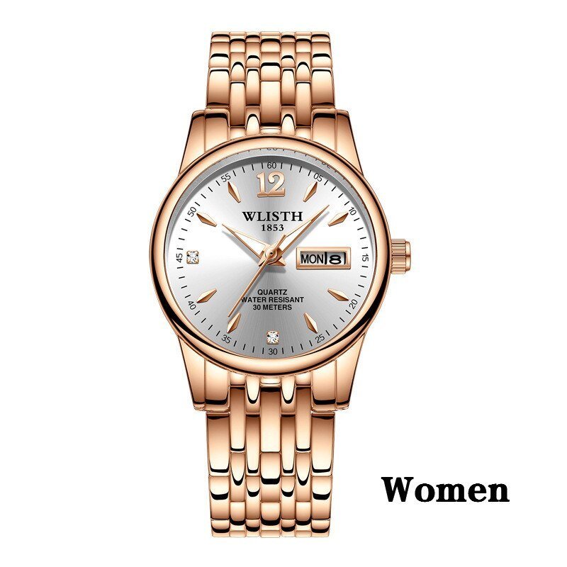 Women Dress Watch Rose Gold Stainless Steel WLISTH Brand Fashion Ladies Wristwatch Week Date Quartz Clock Female Luxury Watches - Image 7