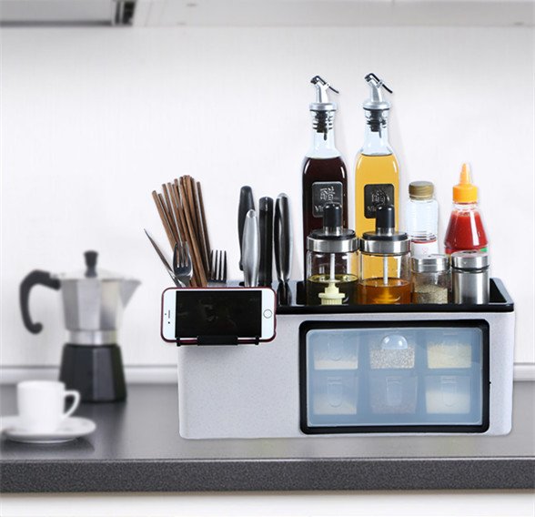 Kitchenware Rack Seasoning Storage Box Multifunctional Floor Condiment Storage Knife Rack - Image 6