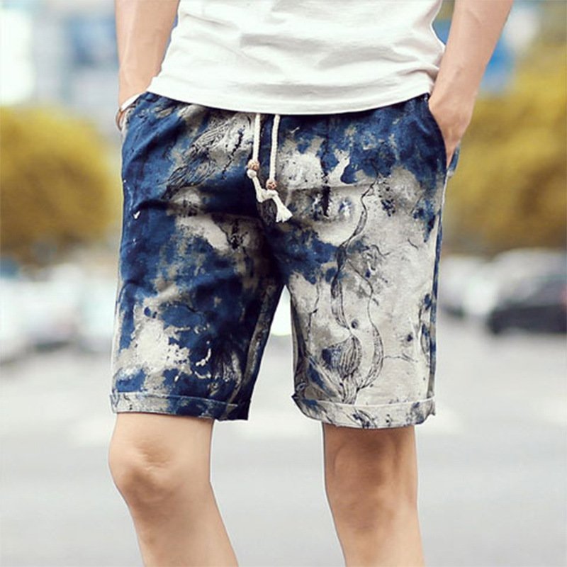 Linen printed five-minute shorts - Image 3