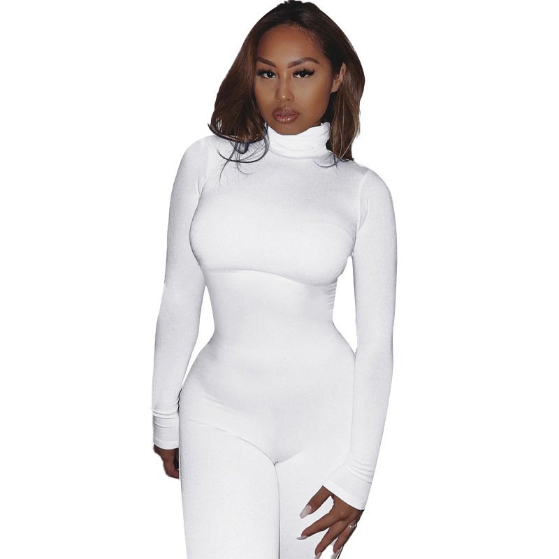 Autumn And Winter Solid Color Tight Long Sleeve Fleece-lined Yoga Jumpsuit - Image 9