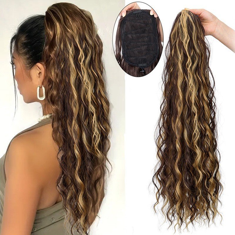 Water Ripple Long Curly Hair Fluffy Corn Curler Hair Extension - Image 3