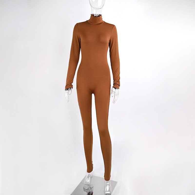 Autumn And Winter Solid Color Tight Long Sleeve Fleece-lined Yoga Jumpsuit - Image 10
