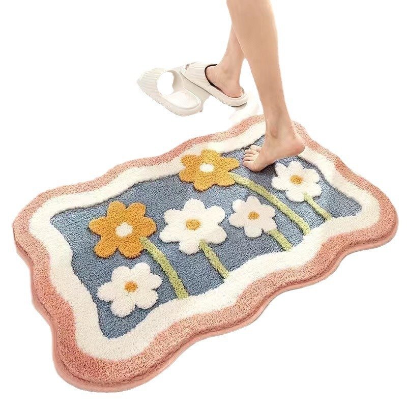 Bathroom Non-slip Decorative Cashmere-like Carpet Bathroom Absorbent Stain-resistant Floor Mat - Image 6