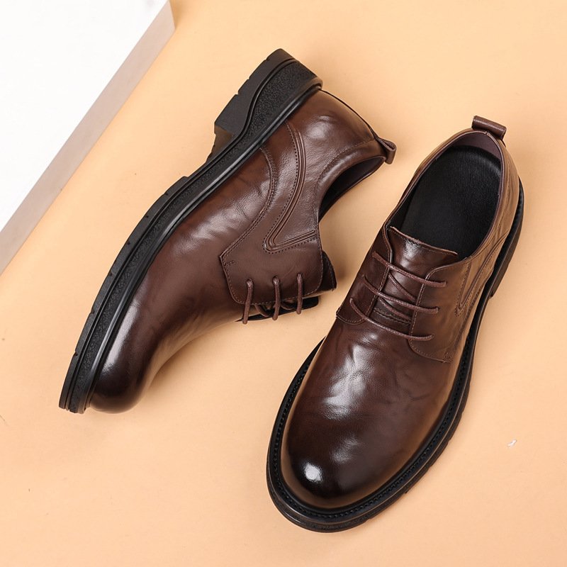 Leather Shoes For Men Genuine Leather Casual Business Formal Breathable With Thick Soles - Image 7