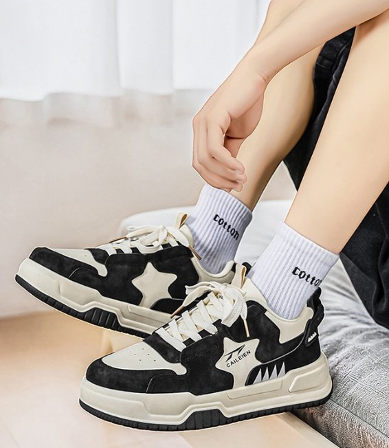 New Summer Men's Breathable White Sneakers, Trendy Versatile Thick Sole Sports Shoes, Casual Skate & Chunky Dad Shoes For Men - Image 5