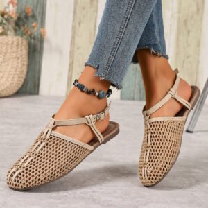 Buckle Breathable Flat Shoes For Women