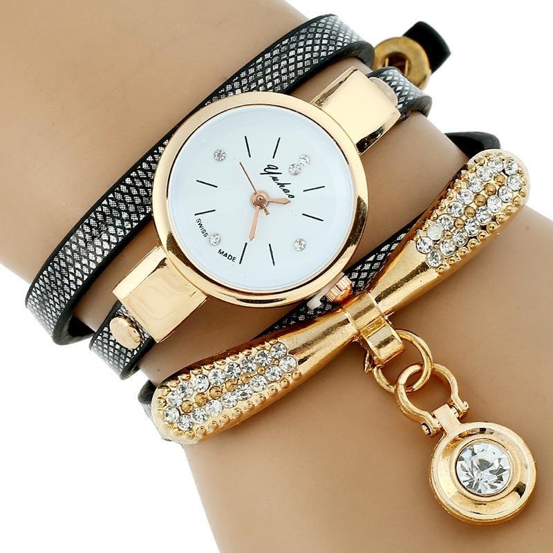 Gnova Platinum Fashion Luxury Brand New Women Rhinestone Gold Bracelet Watch Pu Leather Ladies Quartz Casual Wristwatch - Image 6
